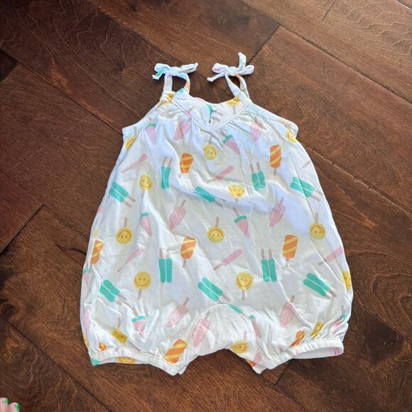 Lullaby Lane Girls 0-3 Months Summer Romper Outfit Popcicles White - Picture 2 of 3